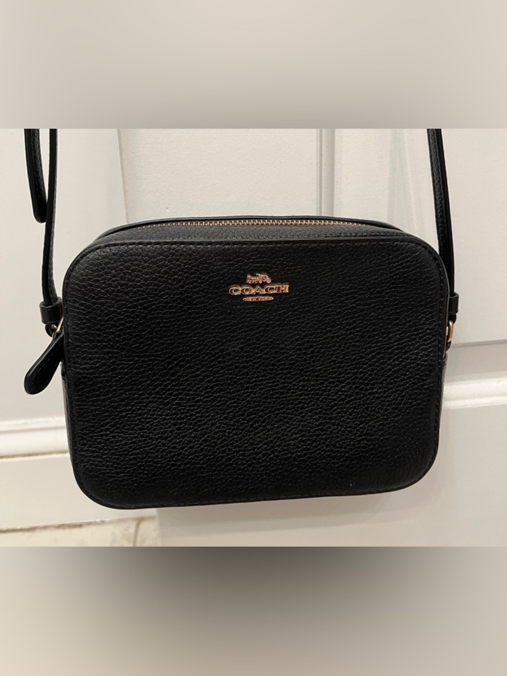Coach Crossbody Camera Black Leather with Gold Hardware